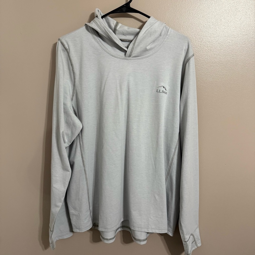 L.L.Bean No Fly Zone Hoodie Gray‎ Base Layer Long Sleeve Shirt Women’s XL